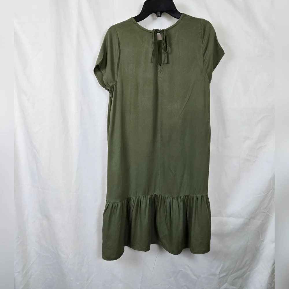 Crazy 8 Girls Olive Green Short Sleeve Ruffle Hem Boho Summer Dress XL 14/16 New